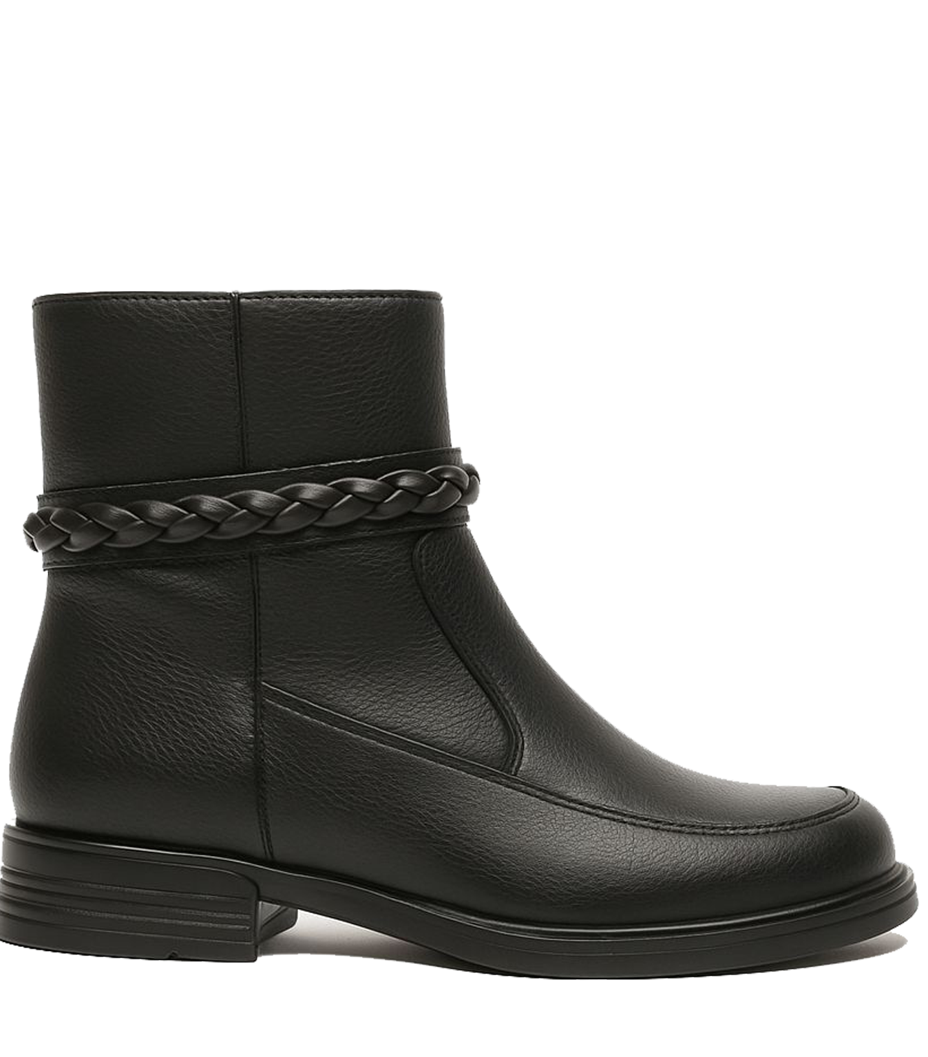 بوت حريمي ضفيرة اسود ( جلد طبيعي )